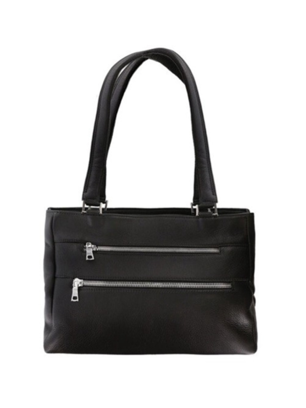 SAS Diane Leather Shoulder Bag Double Straps Front Zip Black USA New